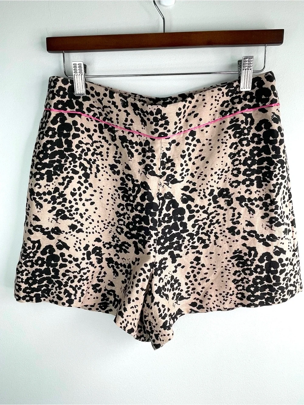J. Crew Trousers Beige and Black Leopard Print High-Waist Shorts Size 6